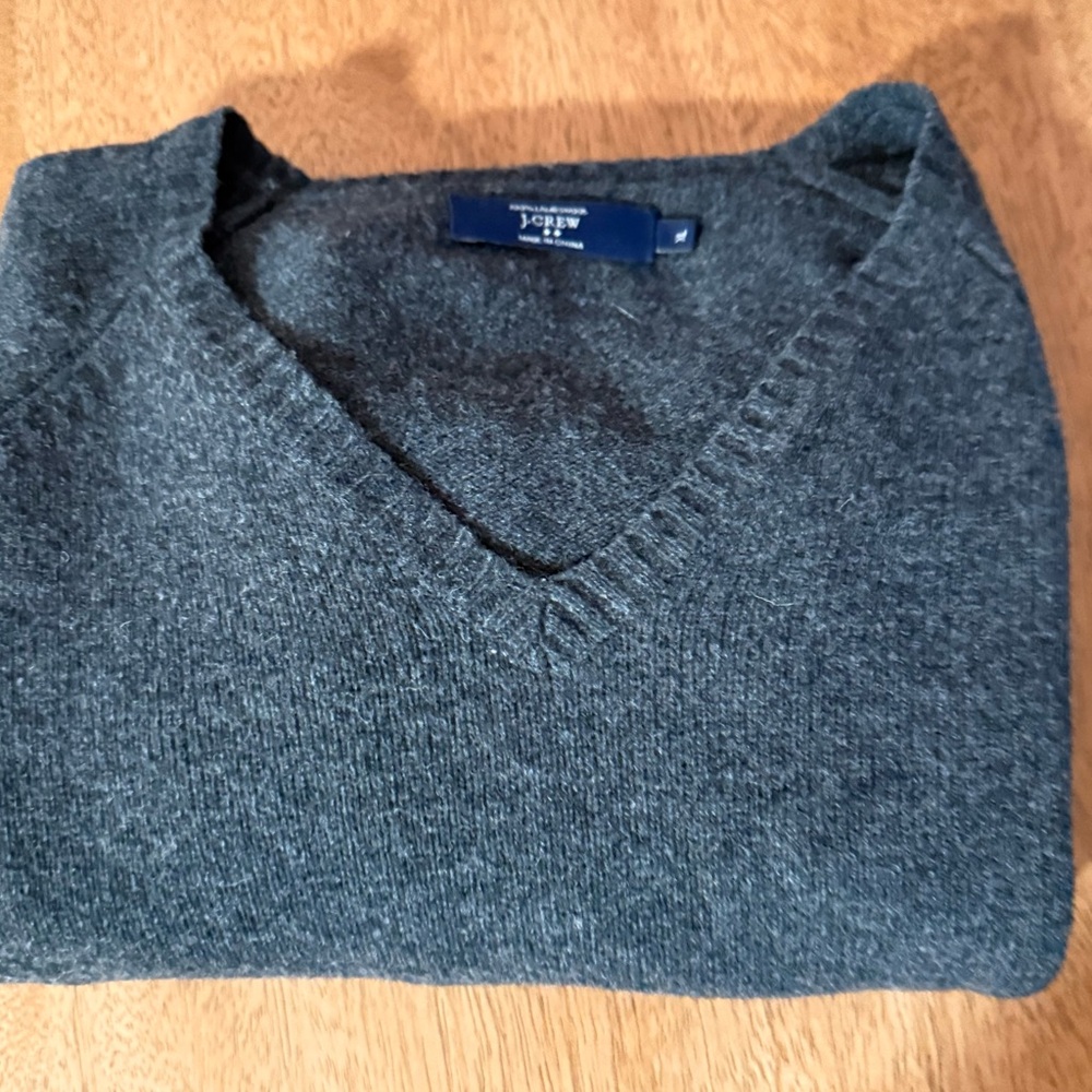 J. Crew Charcoal V-Neck Sweater for Men, XL